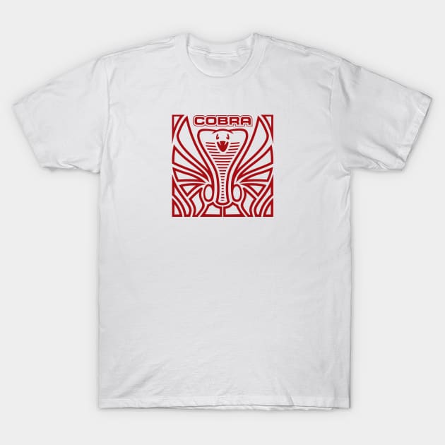 Cobra Hood Art (Red on White) T-Shirt by Diecast Media Network